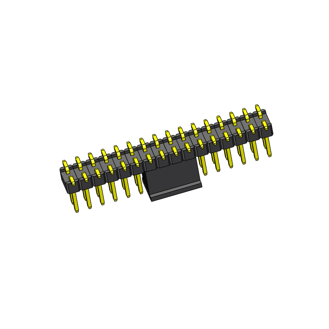 Pitch 2.54mm 180° 双排 SMT+CAP 单塑排针 PA:5.84 PC:7.3 2X16Pin 黑色 镀全金G/F